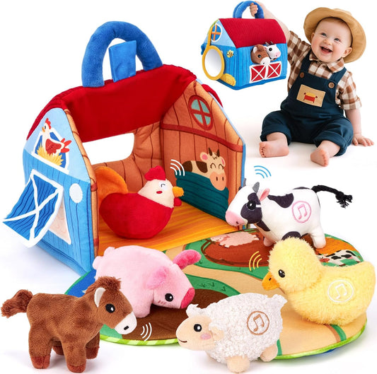 The Sensory Sound-n-Snuggle Barn | 7-Piece Talking Plush Set